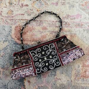 Vintage 90s / Y2K boho whimsigoth sequin beaded purse